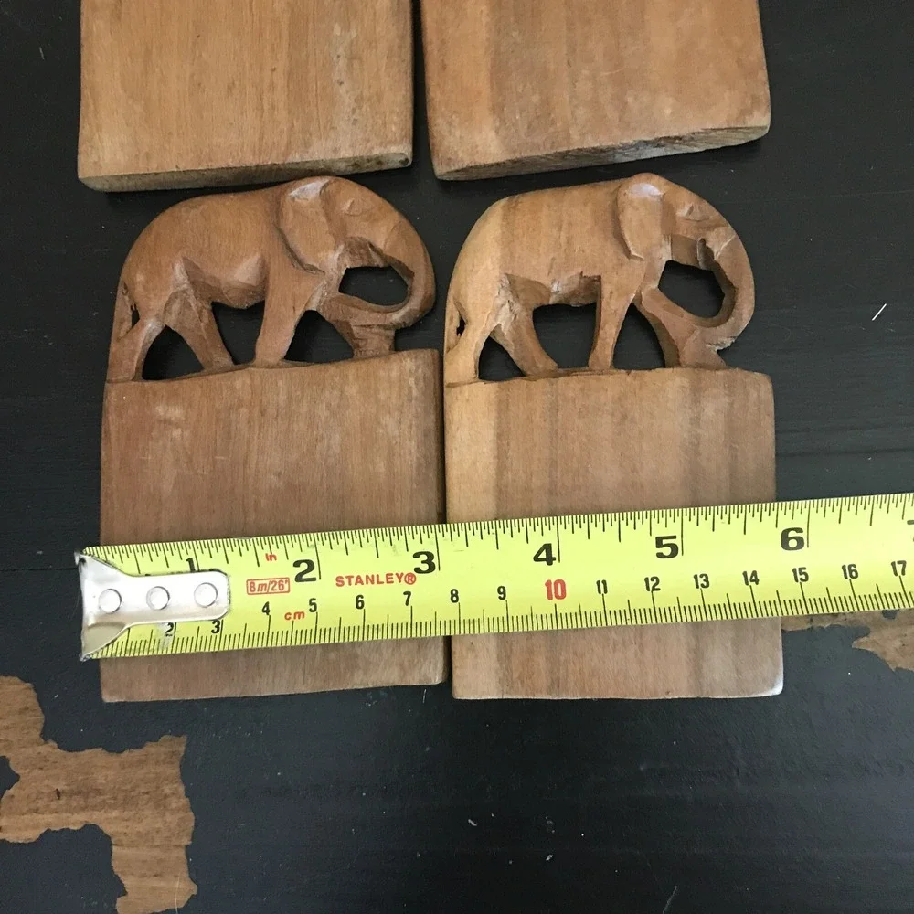 Wooden Hand Carved Coasters (Set of‎ 4)